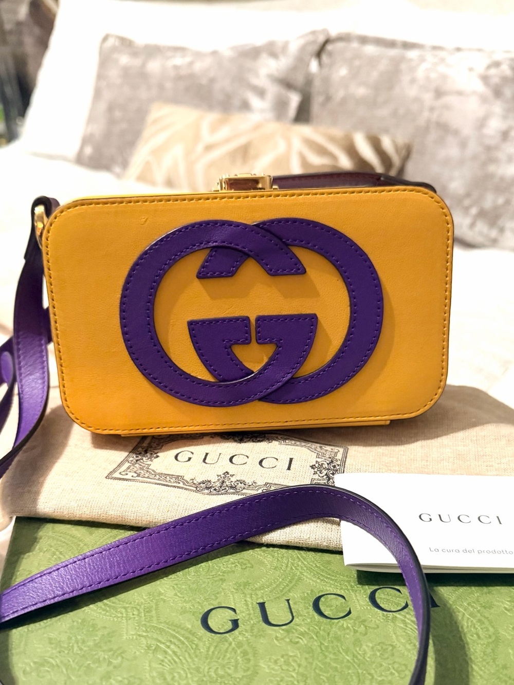 Gucci Yellow and Purple GG Camera Crossbody Bag